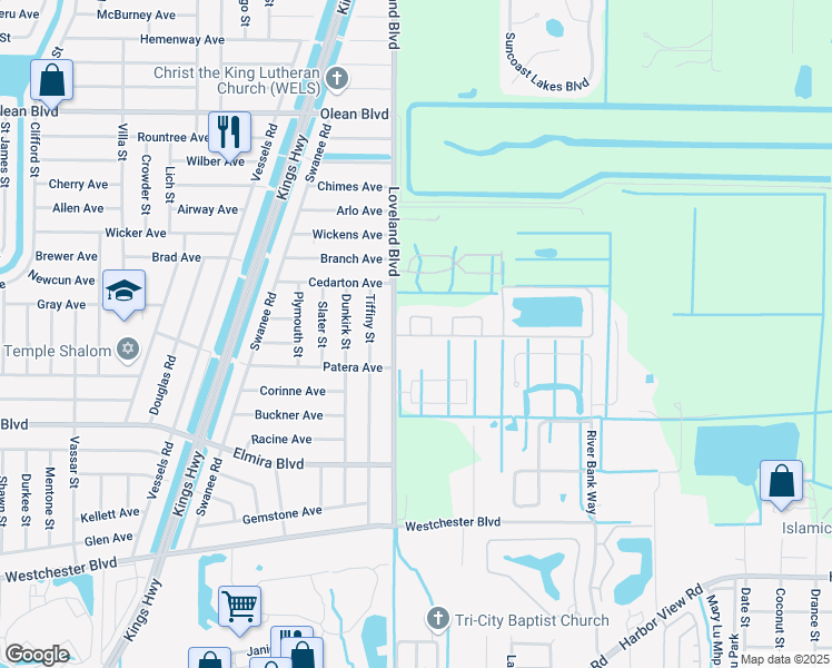 map of restaurants, bars, coffee shops, grocery stores, and more near 3279 Loveland Boulevard in Port Charlotte