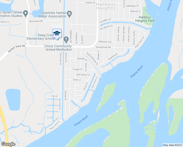 map of restaurants, bars, coffee shops, grocery stores, and more near 3282 Dover Drive in Punta Gorda