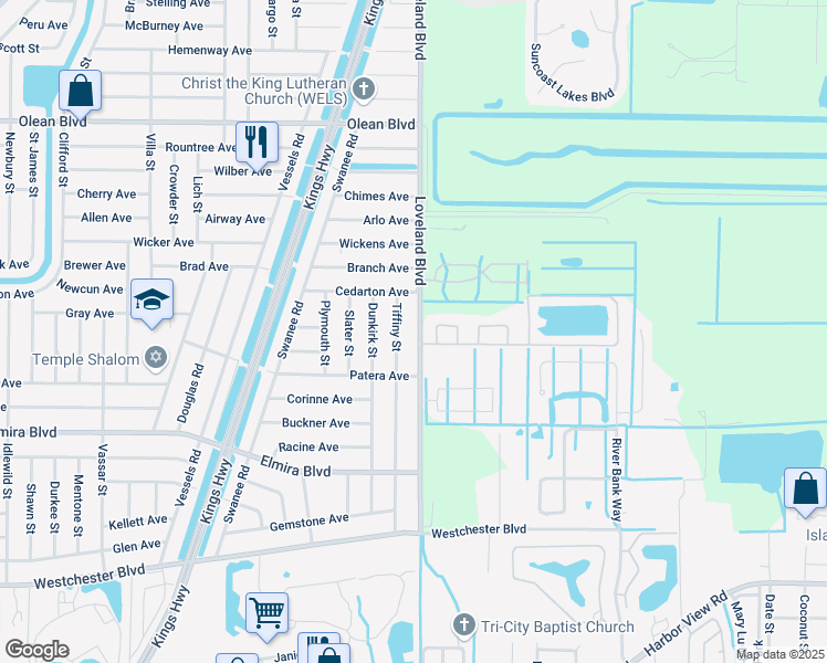 map of restaurants, bars, coffee shops, grocery stores, and more near 3279 Loveland Boulevard in Port Charlotte
