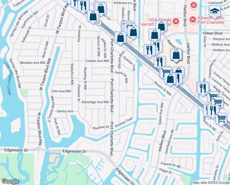 map of restaurants, bars, coffee shops, grocery stores, and more near 3308 Port Charlotte Boulevard in Port Charlotte