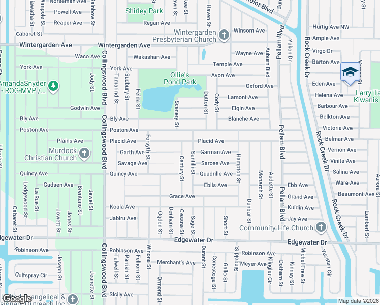 map of restaurants, bars, coffee shops, grocery stores, and more near 3295 Santilli Street in Port Charlotte