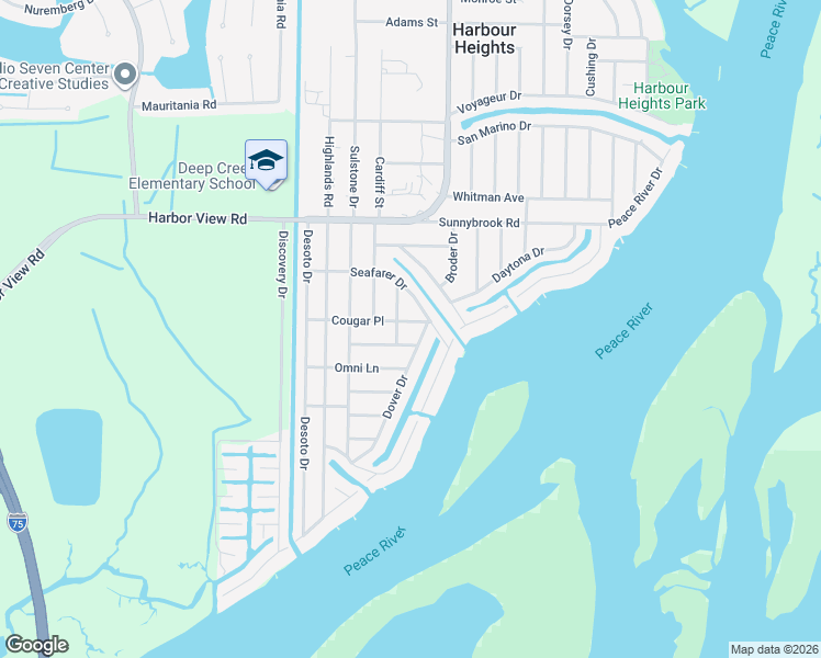map of restaurants, bars, coffee shops, grocery stores, and more near 3282 Dover Drive in Punta Gorda