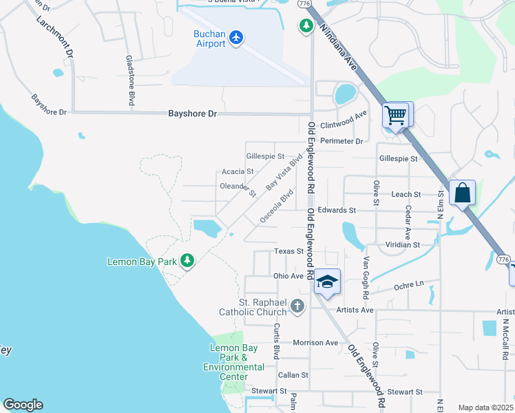 map of restaurants, bars, coffee shops, grocery stores, and more near 997 Bay Vista Boulevard in Englewood