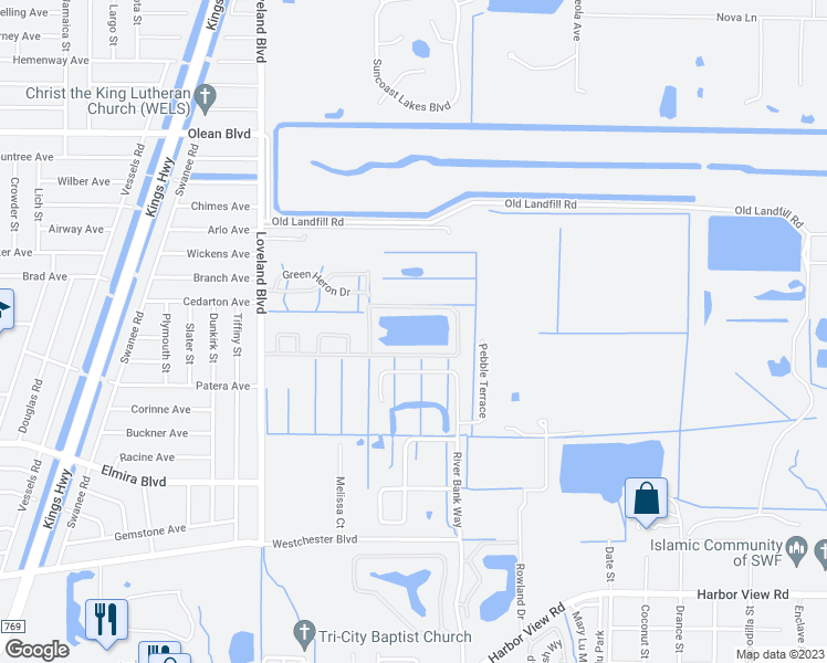 map of restaurants, bars, coffee shops, grocery stores, and more near 3310 Loveland Boulevard in Punta Gorda