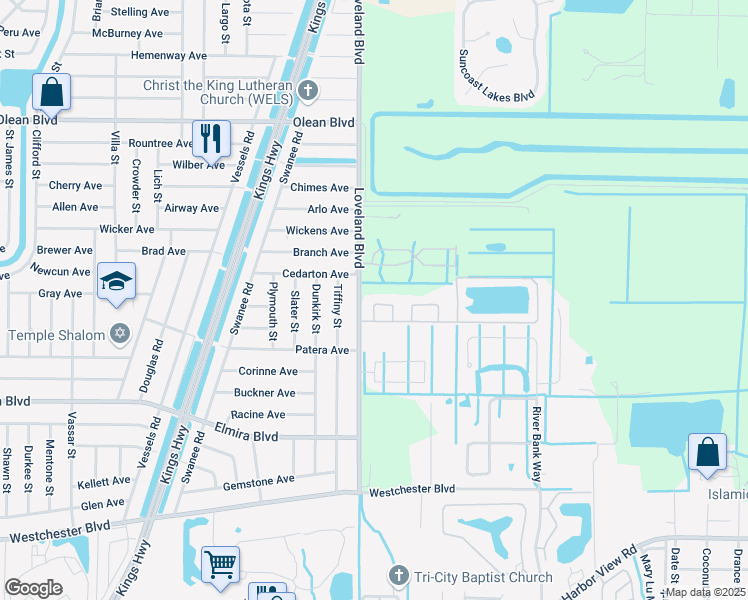 map of restaurants, bars, coffee shops, grocery stores, and more near 3300 Loveland Boulevard in Port Charlotte