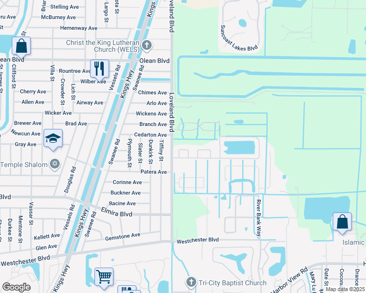 map of restaurants, bars, coffee shops, grocery stores, and more near 3300 Loveland Boulevard in Punta Gorda