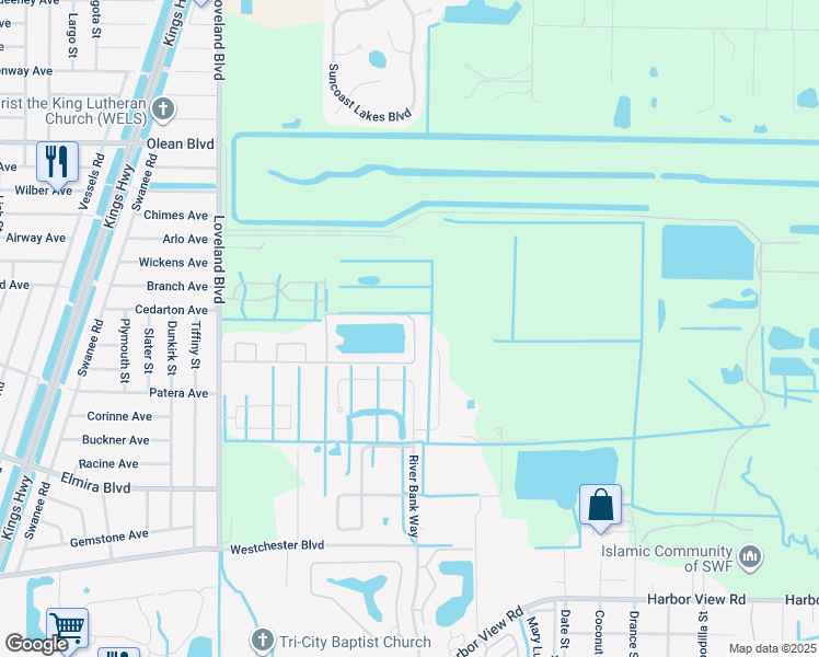 map of restaurants, bars, coffee shops, grocery stores, and more near 3310 Loveland Boulevard in Punta Gorda