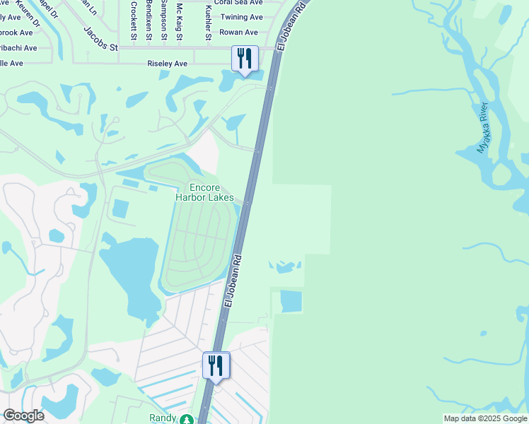 map of restaurants, bars, coffee shops, grocery stores, and more near 3792 El Jobean Road in Port Charlotte