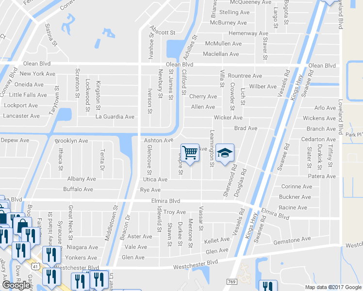 map of restaurants, bars, coffee shops, grocery stores, and more near 22588 Ashton Avenue in Port Charlotte