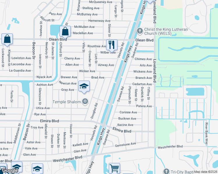 map of restaurants, bars, coffee shops, grocery stores, and more near 3234 Douglas Road in Port Charlotte