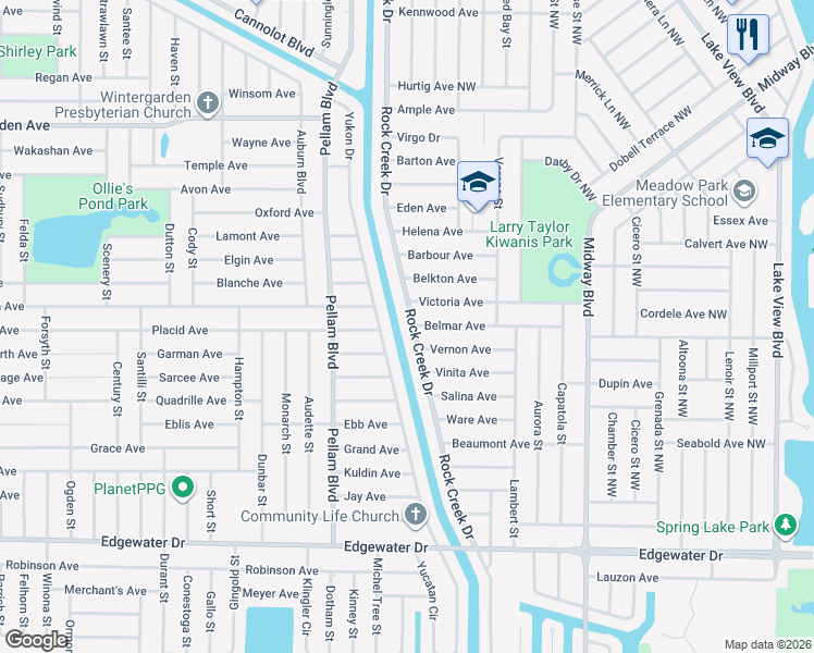 map of restaurants, bars, coffee shops, grocery stores, and more near 3261 Rock Creek Drive in Port Charlotte