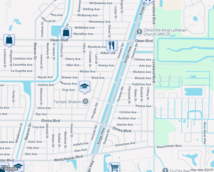 map of restaurants, bars, coffee shops, grocery stores, and more near 3234 Douglas Road in Port Charlotte