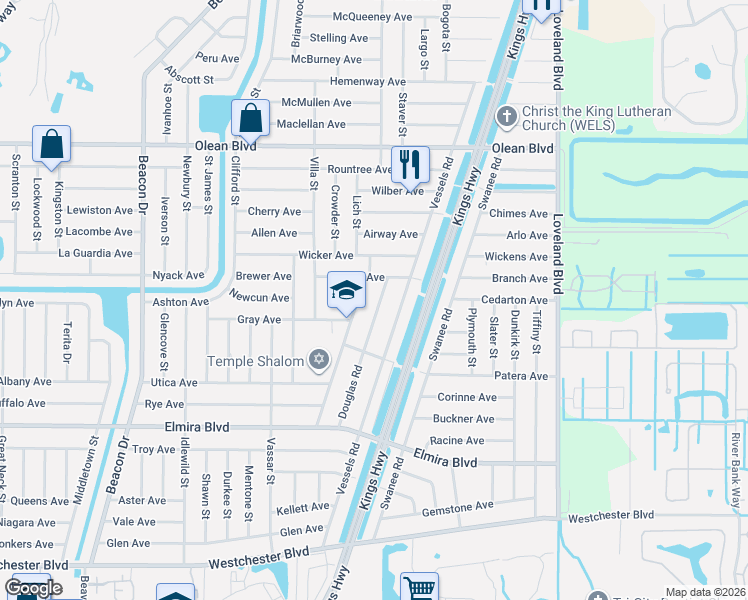 map of restaurants, bars, coffee shops, grocery stores, and more near 3234 Douglas Road in Port Charlotte
