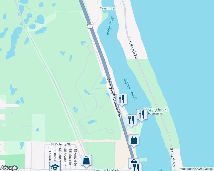 map of restaurants, bars, coffee shops, grocery stores, and more near 12009 Intercoastal Terrace in Tequesta