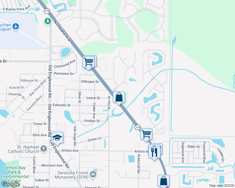 map of restaurants, bars, coffee shops, grocery stores, and more near 904 Onager Court in Englewood