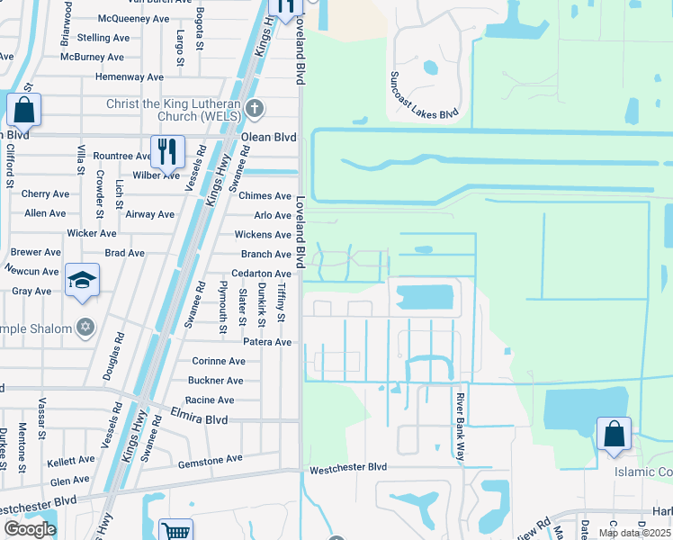 map of restaurants, bars, coffee shops, grocery stores, and more near 24045 Park Place Drive South in Port Charlotte