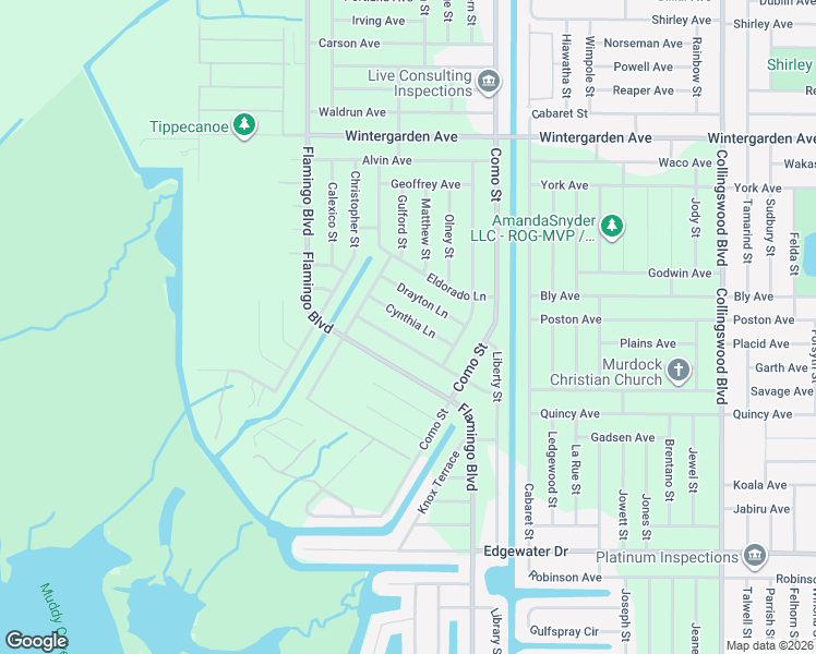 map of restaurants, bars, coffee shops, grocery stores, and more near 17141 Cynthia Lane in Port Charlotte