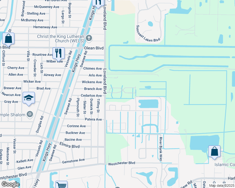 map of restaurants, bars, coffee shops, grocery stores, and more near 24045 Park Place Drive South in Port Charlotte