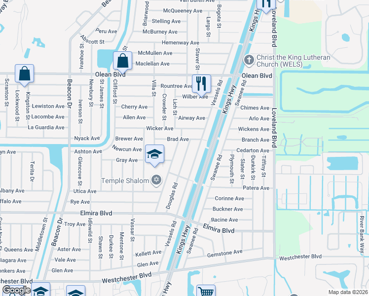 map of restaurants, bars, coffee shops, grocery stores, and more near 3234 Douglas Road in Port Charlotte