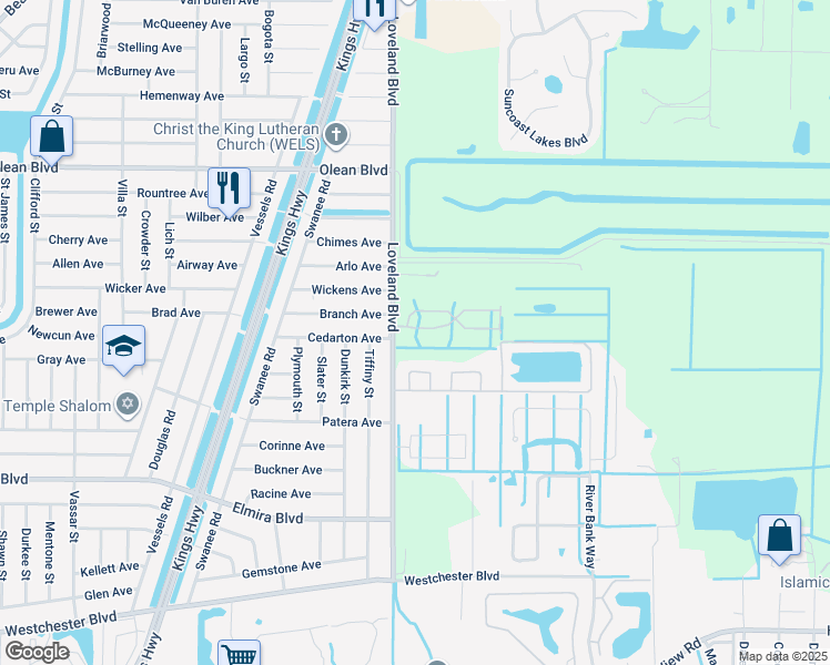 map of restaurants, bars, coffee shops, grocery stores, and more near 24001 Park Place Drive South in Port Charlotte
