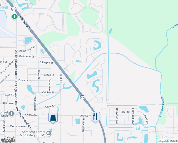 map of restaurants, bars, coffee shops, grocery stores, and more near 804 Heathercreek Court in Englewood