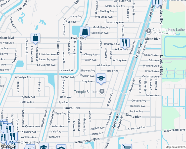 map of restaurants, bars, coffee shops, grocery stores, and more near 23136 Newcun Avenue in Port Charlotte