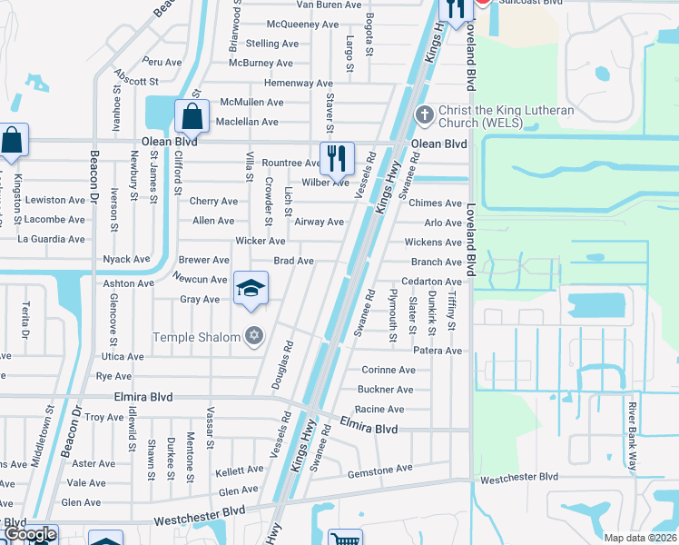 map of restaurants, bars, coffee shops, grocery stores, and more near 3278 Vessels Rd in Port Charlotte