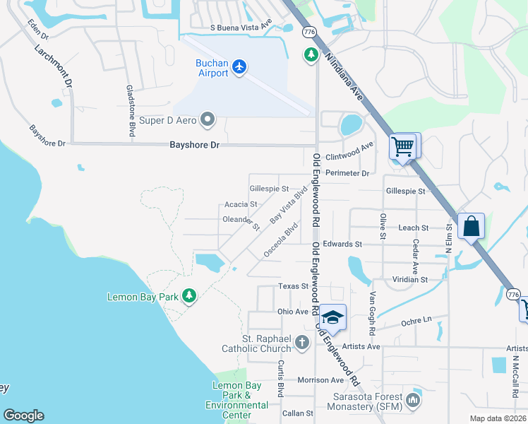 map of restaurants, bars, coffee shops, grocery stores, and more near 953 Gasparilla Boulevard in Englewood