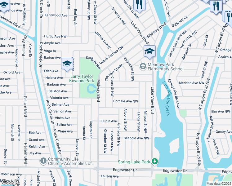 map of restaurants, bars, coffee shops, grocery stores, and more near 874 Dolphin Avenue Northwest in Port Charlotte