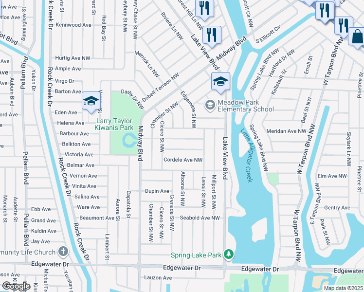 map of restaurants, bars, coffee shops, grocery stores, and more near 861 McMahon Avenue Northwest in Port Charlotte