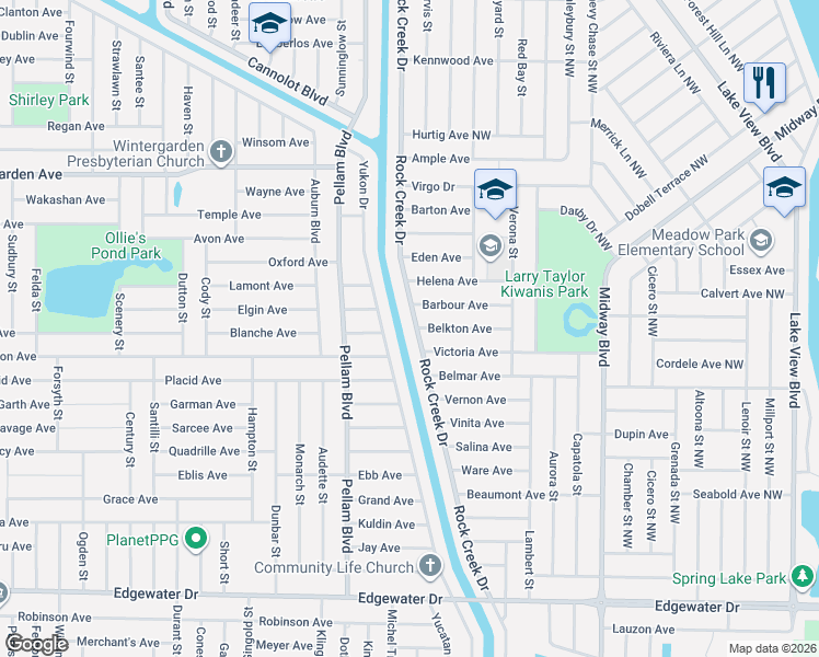 map of restaurants, bars, coffee shops, grocery stores, and more near 3197 Rock Creek Drive in Port Charlotte