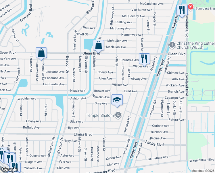 map of restaurants, bars, coffee shops, grocery stores, and more near 23143 Wicker Avenue in Port Charlotte
