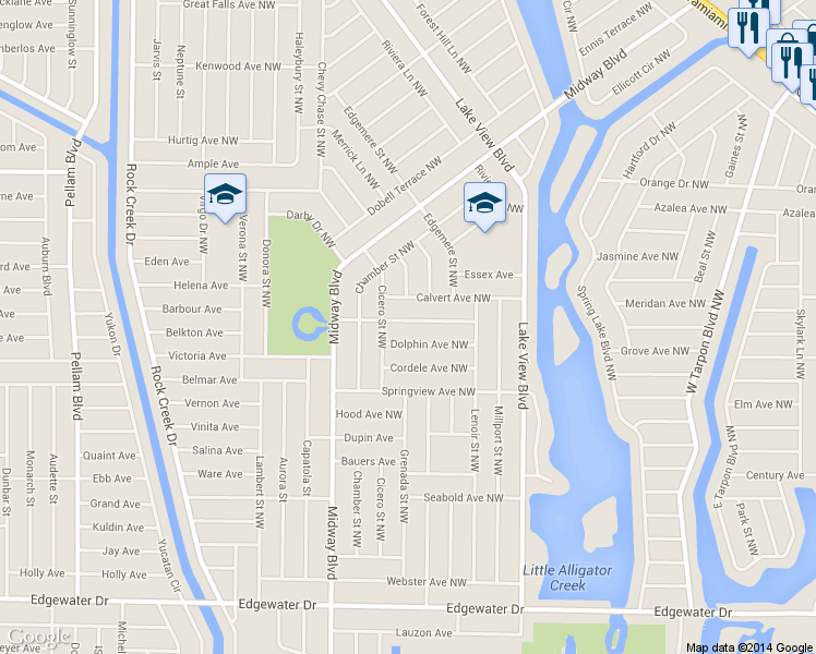 map of restaurants, bars, coffee shops, grocery stores, and more near 861 McMahon Avenue Northwest in Port Charlotte