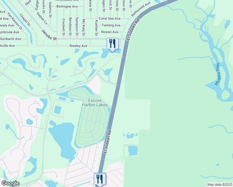 map of restaurants, bars, coffee shops, grocery stores, and more near 3600 El Jobean Road in Port Charlotte