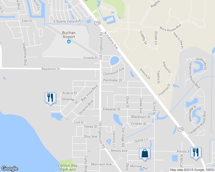 map of restaurants, bars, coffee shops, grocery stores, and more near 771 Carla Dr in Englewood