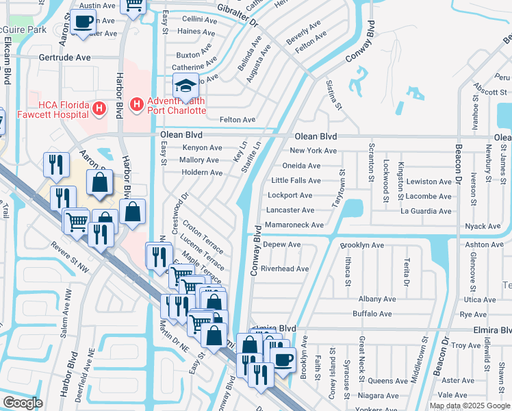 map of restaurants, bars, coffee shops, grocery stores, and more near 22054 Perkin Terrace in Port Charlotte