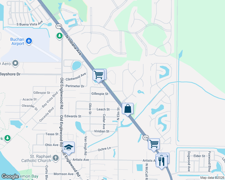 map of restaurants, bars, coffee shops, grocery stores, and more near 401 Lehalis Drive in Englewood