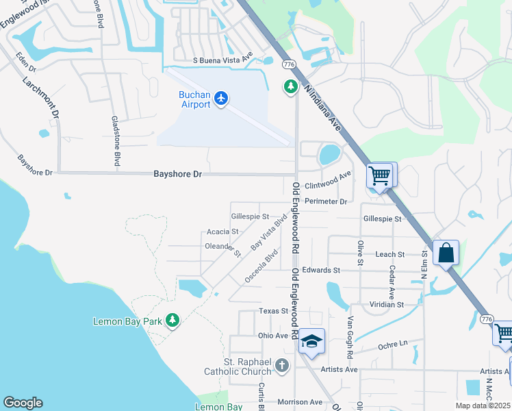 map of restaurants, bars, coffee shops, grocery stores, and more near 913 Gillespie Street in Englewood