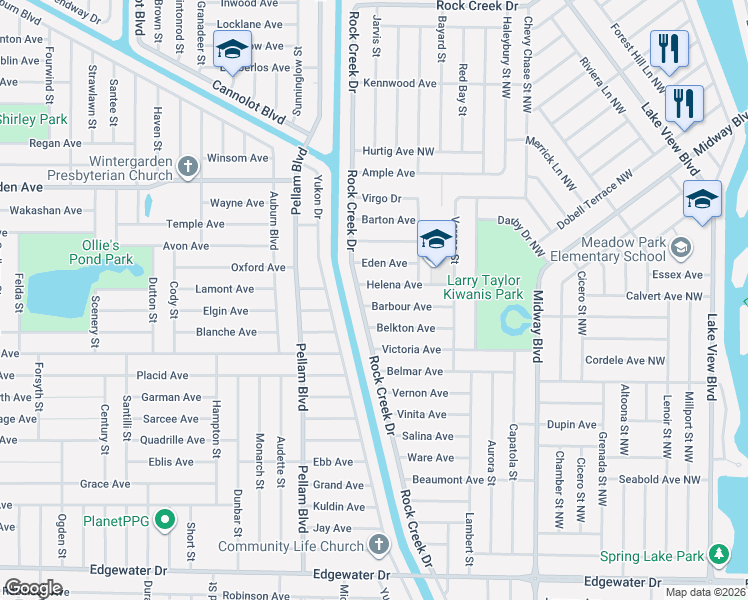 map of restaurants, bars, coffee shops, grocery stores, and more near 19038 Helena Avenue in Port Charlotte