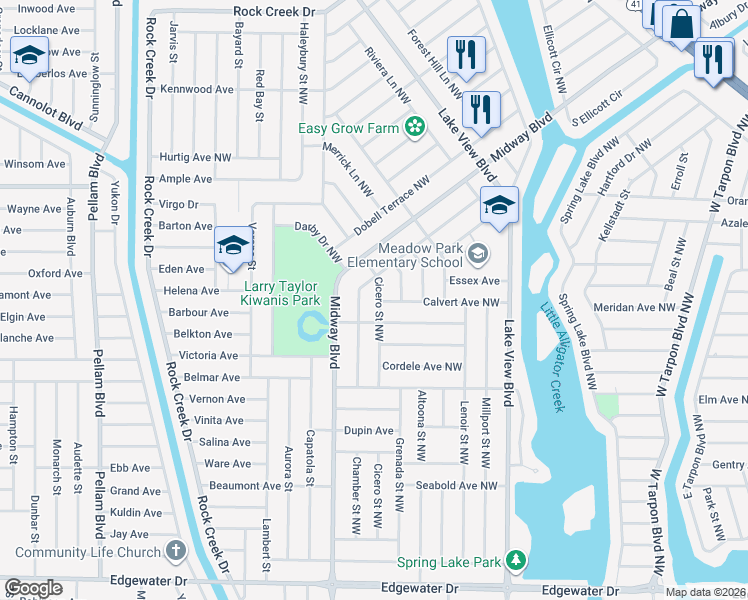 map of restaurants, bars, coffee shops, grocery stores, and more near 513 Chamber Street Northwest in Port Charlotte
