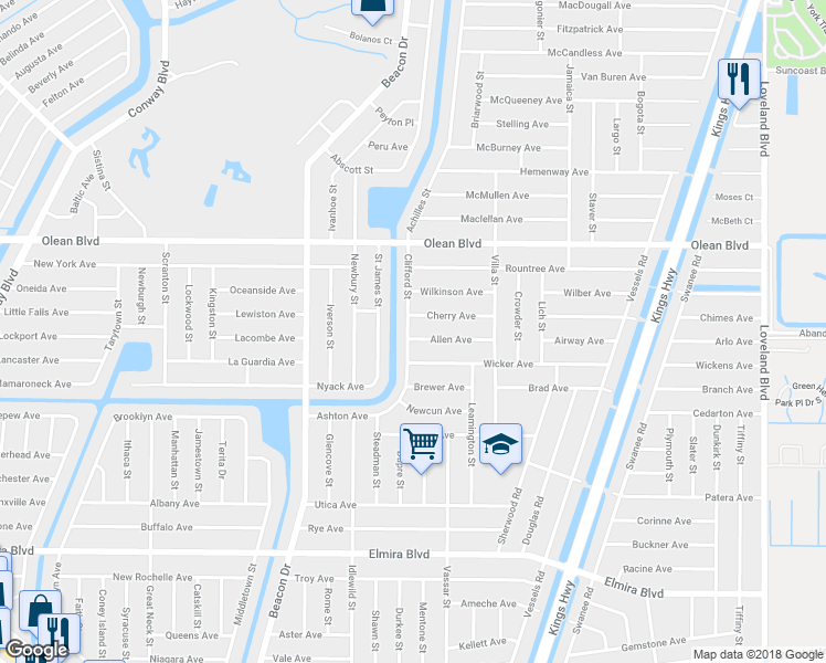map of restaurants, bars, coffee shops, grocery stores, and more near 23103 Cherry Avenue in Port Charlotte