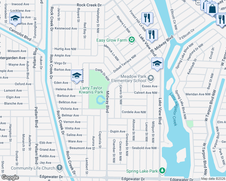 map of restaurants, bars, coffee shops, grocery stores, and more near 513 Chamber Street Northwest in Port Charlotte