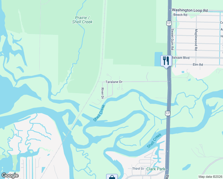 map of restaurants, bars, coffee shops, grocery stores, and more near 3245 Park Drive in Punta Gorda