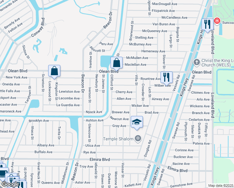 map of restaurants, bars, coffee shops, grocery stores, and more near 23103 Cherry Avenue in Port Charlotte
