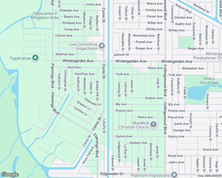 map of restaurants, bars, coffee shops, grocery stores, and more near 3135 Cabaret Street in Port Charlotte