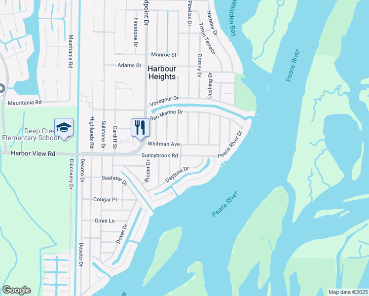 map of restaurants, bars, coffee shops, grocery stores, and more near 27259 Whitman Avenue in Punta Gorda