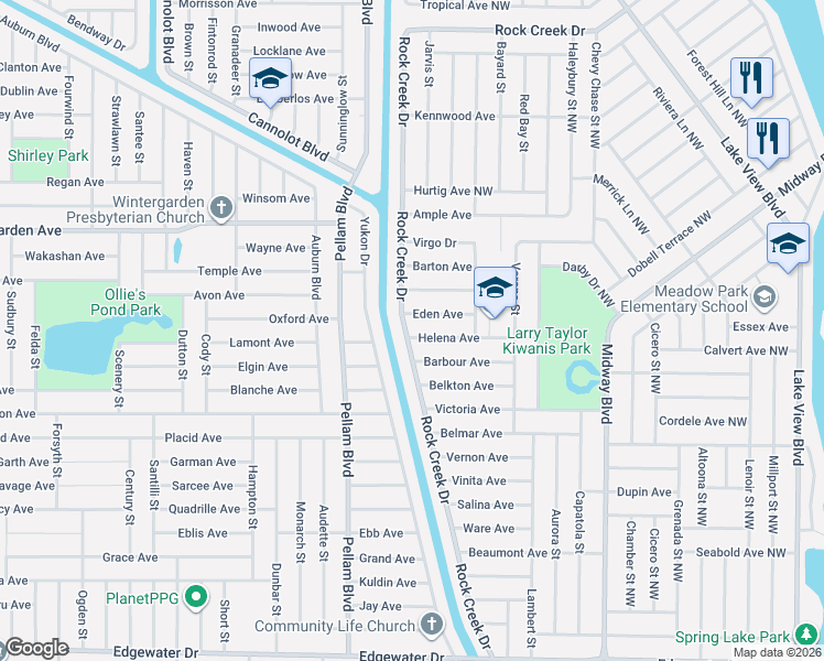 map of restaurants, bars, coffee shops, grocery stores, and more near 19038 Helena Avenue in Port Charlotte