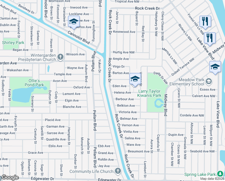 map of restaurants, bars, coffee shops, grocery stores, and more near 19038 Helena Avenue in Port Charlotte