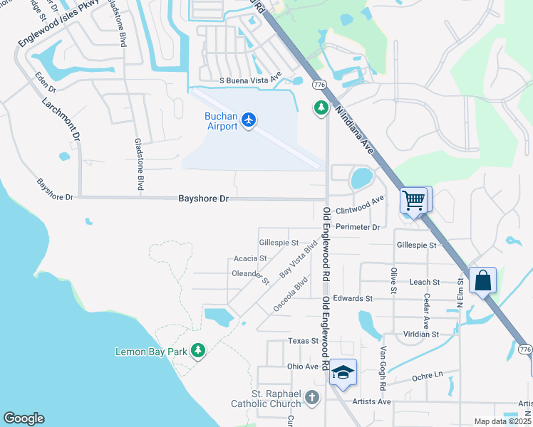 map of restaurants, bars, coffee shops, grocery stores, and more near 871 Bayshore Drive in Englewood