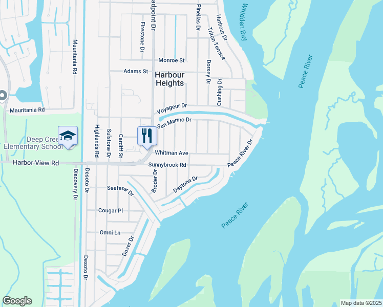 map of restaurants, bars, coffee shops, grocery stores, and more near 27259 Whitman Avenue in Punta Gorda